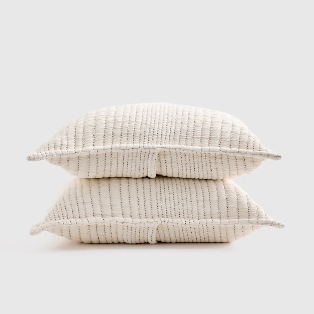 QUINCE Organic Cotton Channel Stitch Sham Set King Undyed 7068